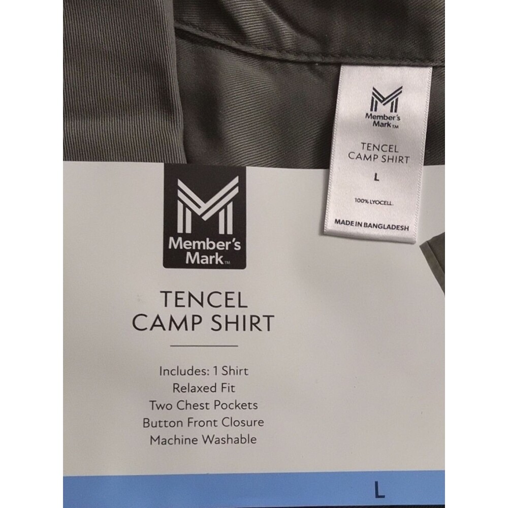 Member's Mark Short-Sleeve Tencel Button-Up Camp Shirt Olive New Size L - Picture 2 of 4